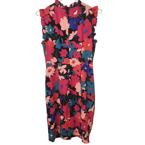 NEW Maggy London Floral Ruffled sheath dress size 8 - Picture 3 of 5